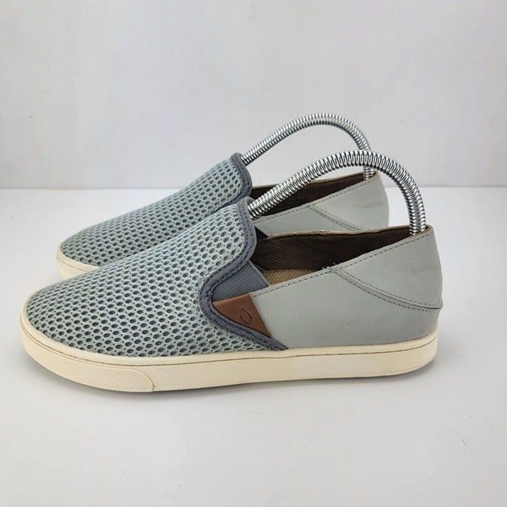 Olukai Pehuea Womens Size 7.5 Gray White Slip On Casual Mesh Sneakers 20271-PG26